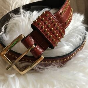 R J Graziano leather studded brown belt